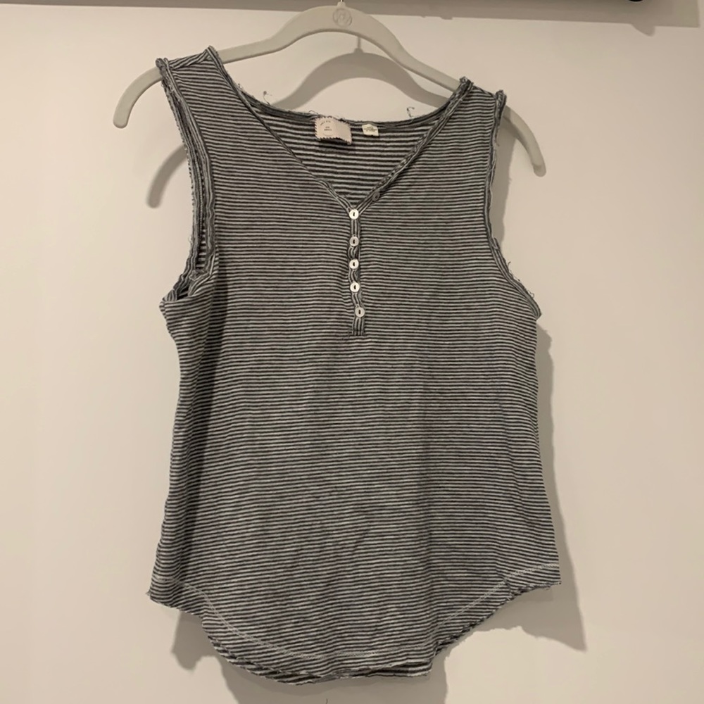 Anthropologie Black and White Striped Tank Size Small